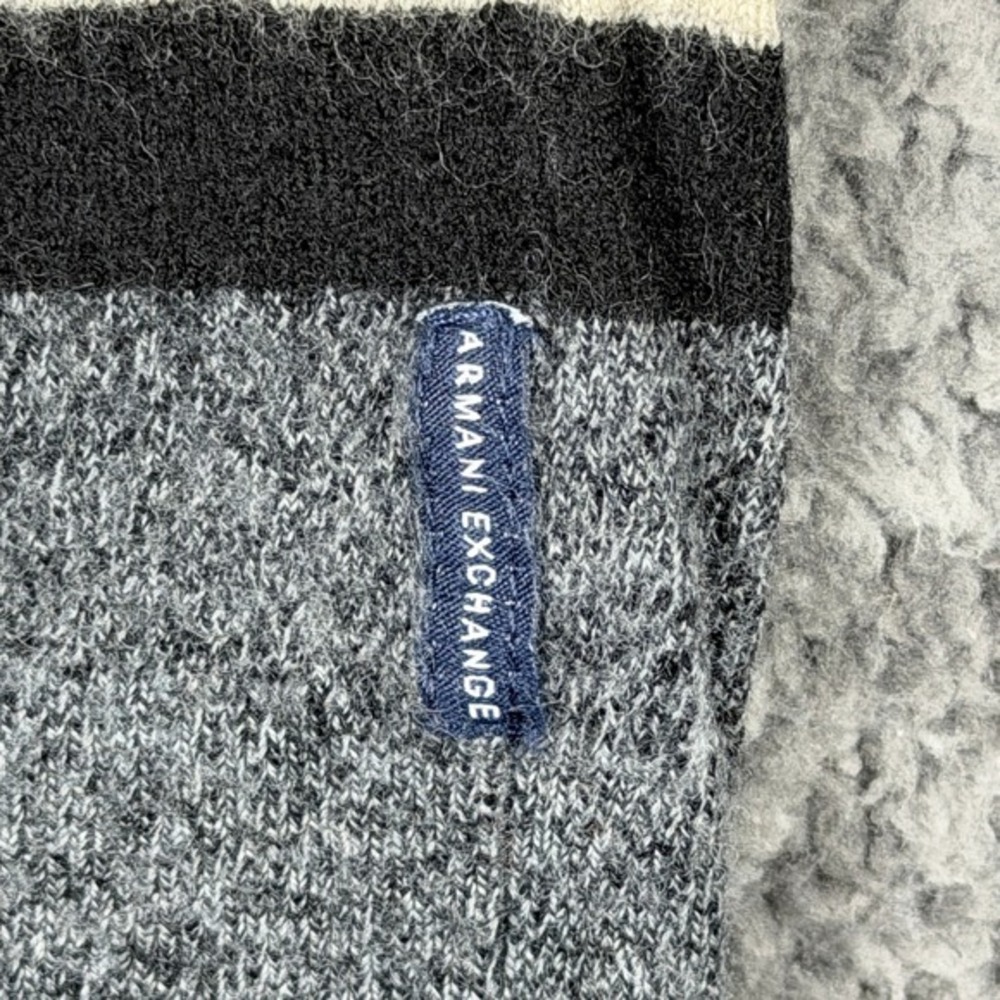 Armani Exchange Men's L (Actually XS/S) Merino Wool Shawl Collar Striped Sweater - Picture 7 of 16